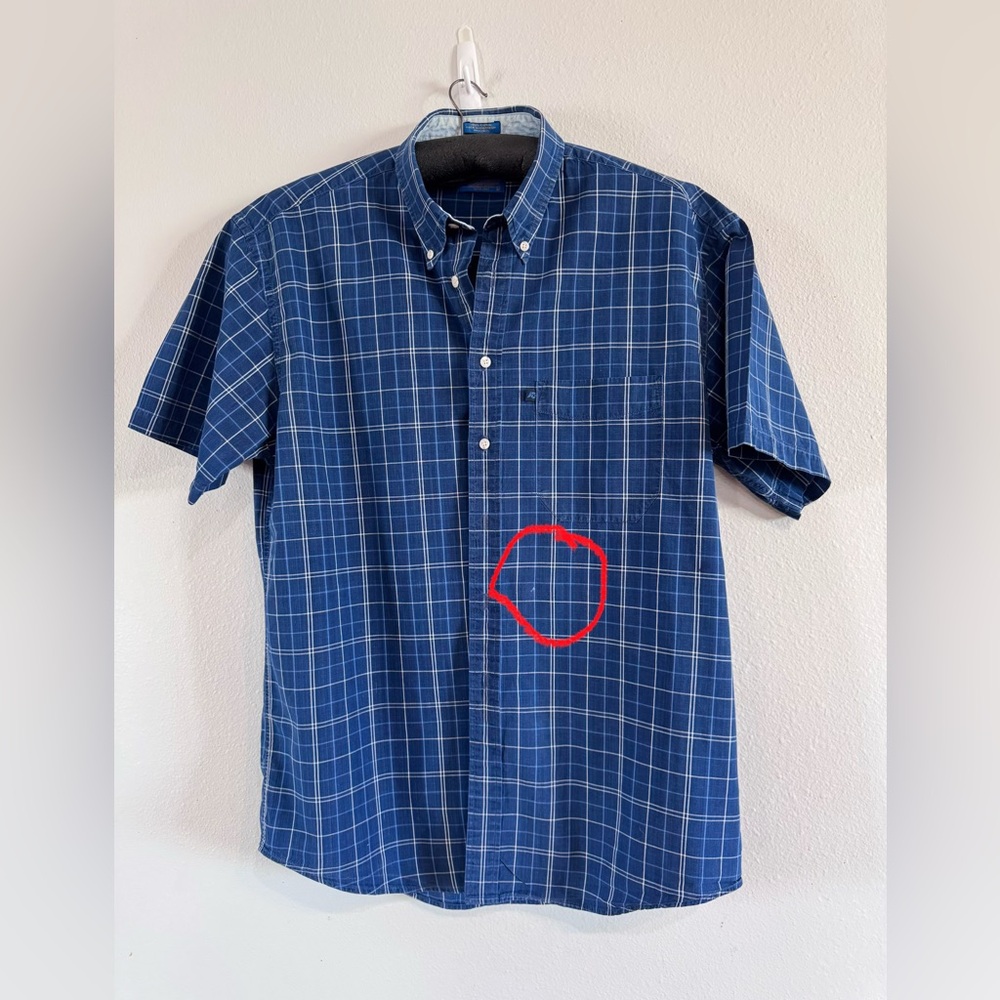 Pendleton Blue Plaid Short-Sleeve Button-Down Shirt 100% Cotton Men’s Large - Picture 4 of 4